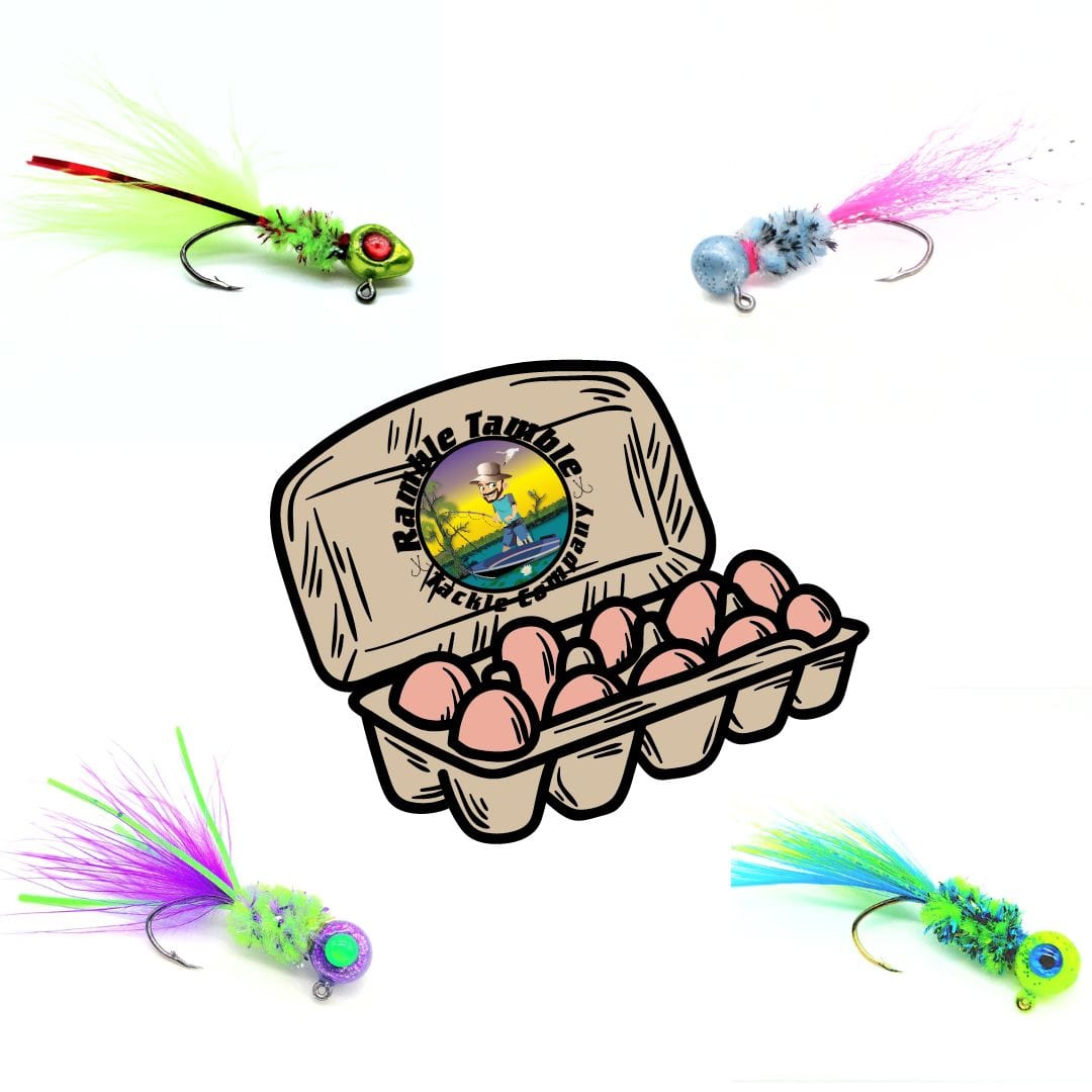Crappie jig bundle. Includes 12 Crappie jigs hand tied by Ramble Tamble Tackle